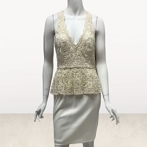 Xscape Sleevless Cream & Gold Sleeveless Dress